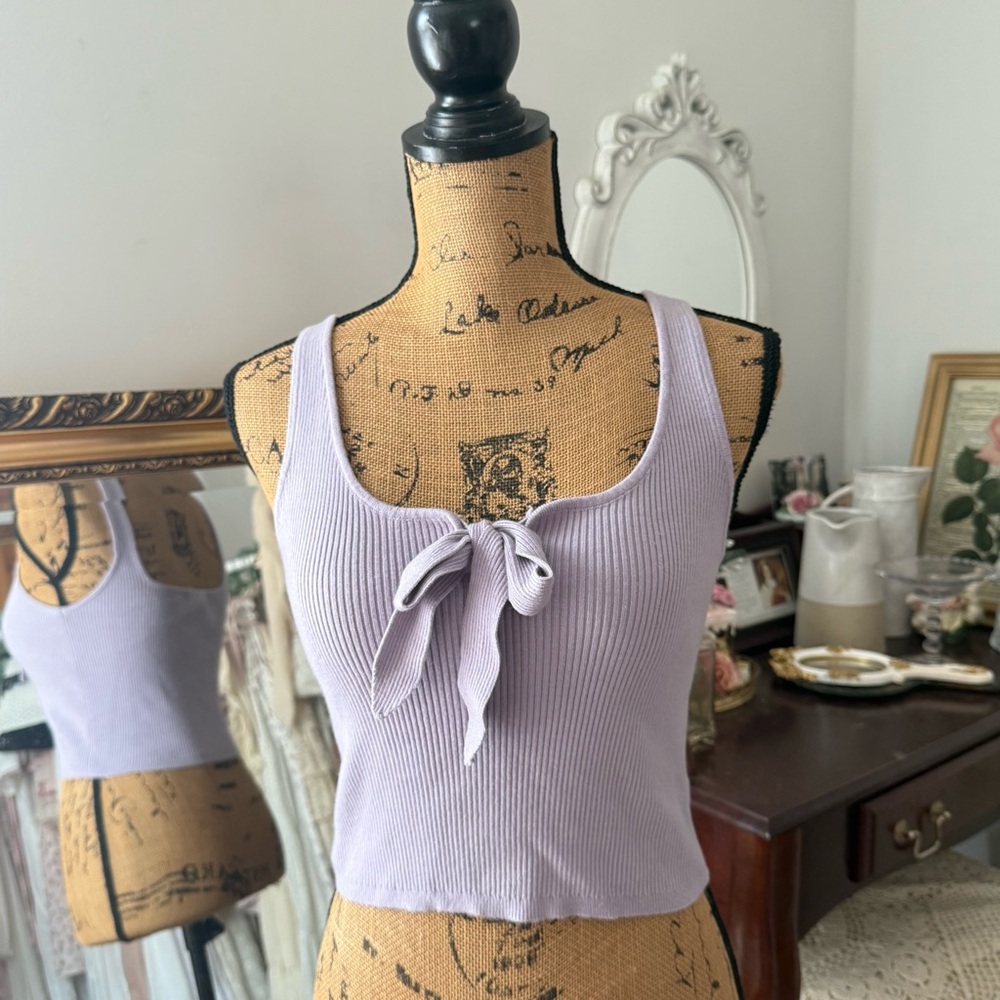 Lavender Knit Tie-Bow Tank